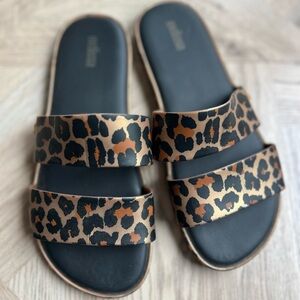 Women’s Melissa Leopard Print Slide Sandals never worn